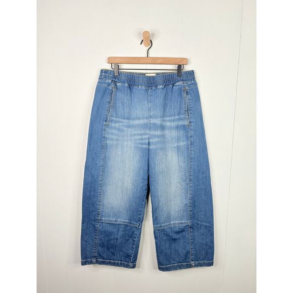 Anthropologie Pilcro Izzie Relaxed Pull On Barrel Jeans Large Cropped Wide Leg - Picture 5 of 12
